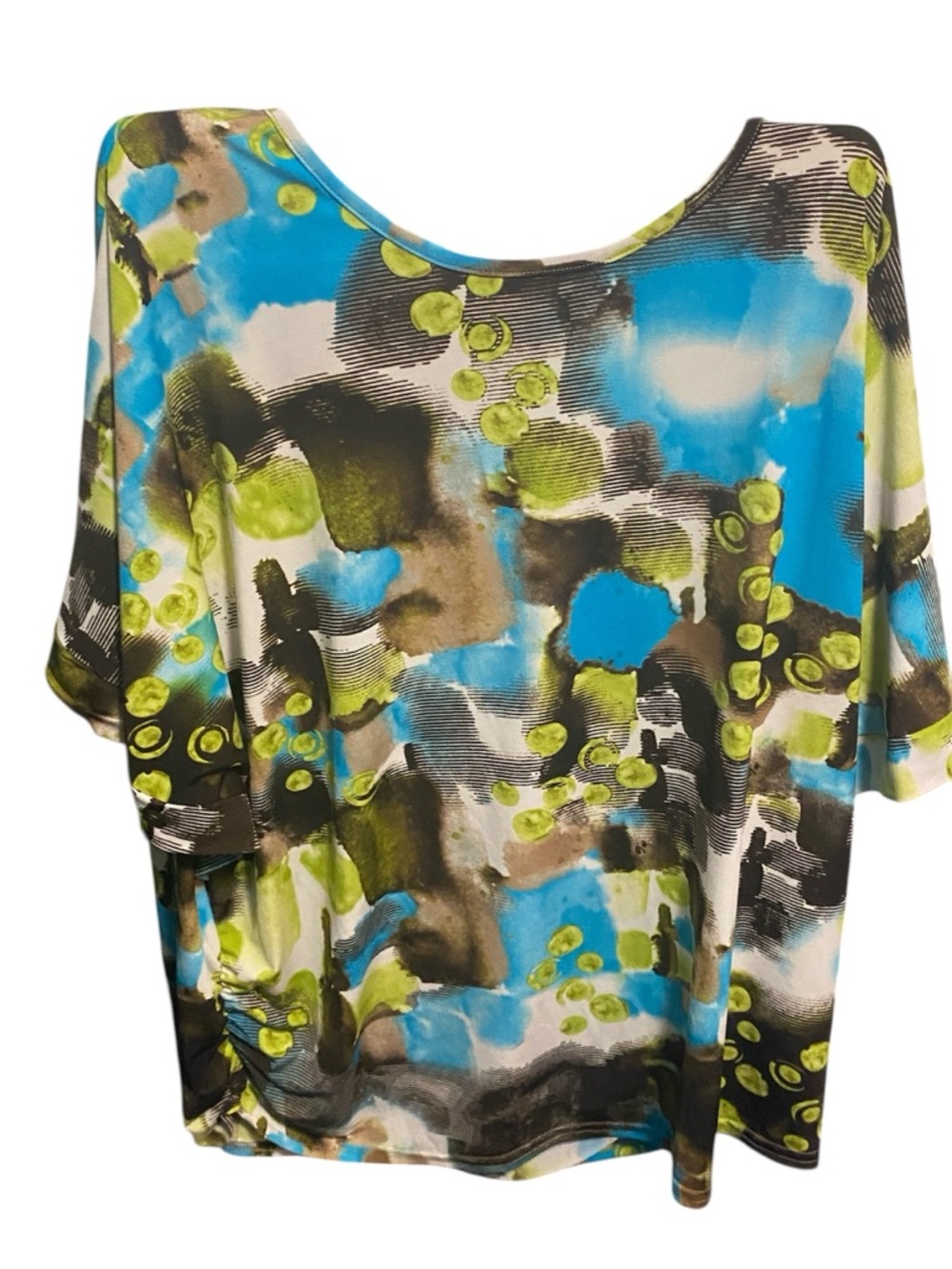Southern Lady Blue & Green Scoop Neck Tunic Top